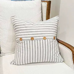 King Size Pillow Shams Set of 2 – Cotton Ticking Stripe Ruffle Pillow Covers