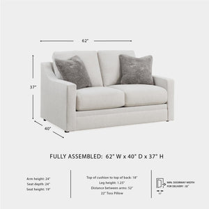 Contemporary Light Gray Loveseat with Accent Pillows