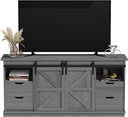 58" Farmhouse TV Stand with Barn Doors & 4 Drawers