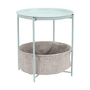 Round Metal End Table with Fabric Storage Bin
