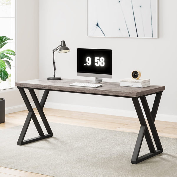 55-Inch Computer Desk with Z-Shaped Metal Legs