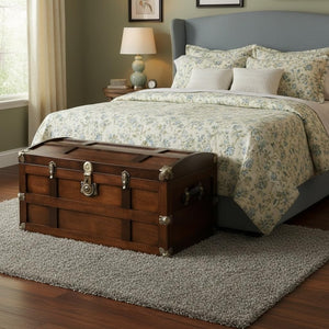 Solid Maple Wood Steamer Trunk Hope Chest with Cedar Tray & Brass Lock