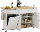 Kitchen Island with Power Outlet & Drop Leaf