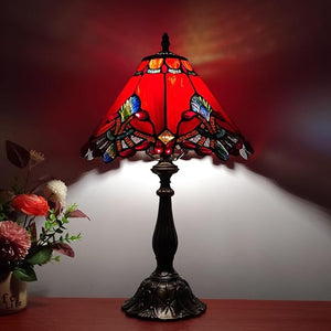 Tiffany Style Stained Glass Table Lamp | Baroque 3-Way Desk Light