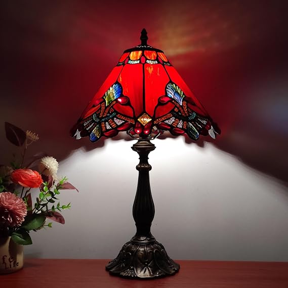 Tiffany Style Stained Glass Table Lamp | Baroque 3-Way Desk Light