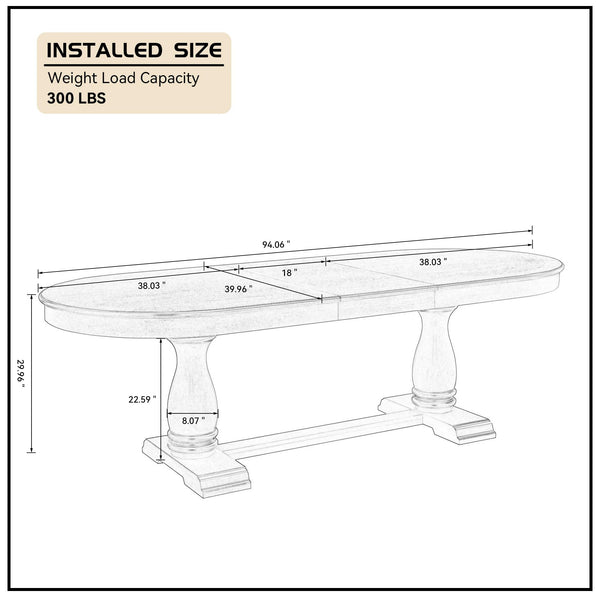 Oval Extendable Solid Wood Dining Table