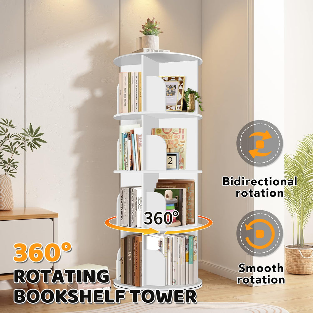 360° Rotating Bookshelf Tower | 4-Tier & 5-Tier Spinning Organizer