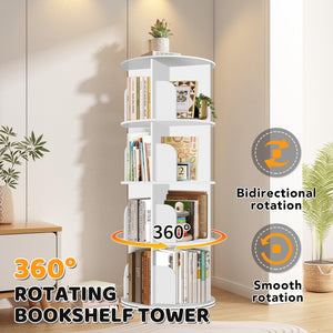 360° Rotating Bookshelf Tower | 4-Tier & 5-Tier Spinning Organizer