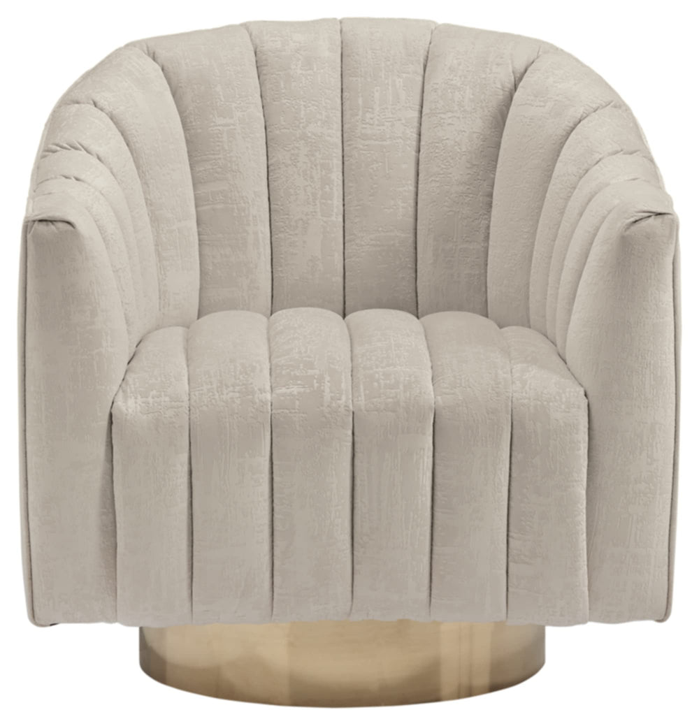 Velvet Swivel Accent Chair – Beige & Gold