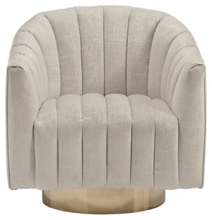 Velvet Swivel Accent Chair – Beige & Gold