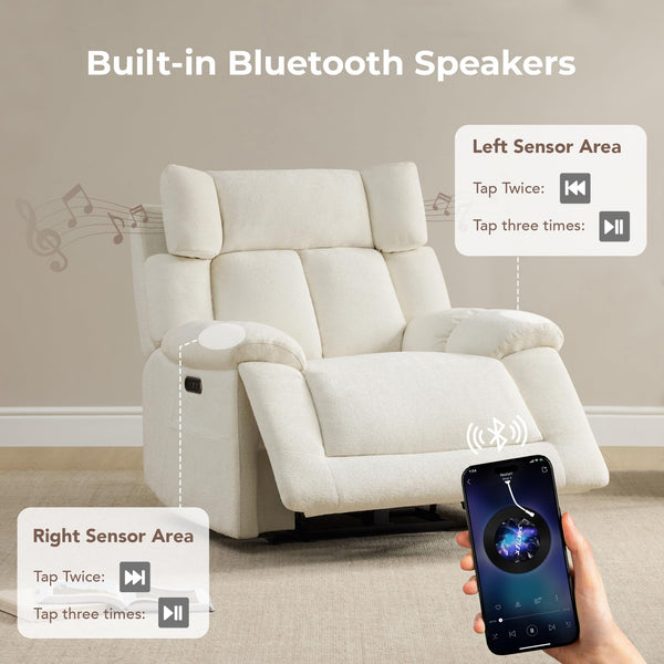Oversized Power Recliner Chair with Bluetooth Speakers