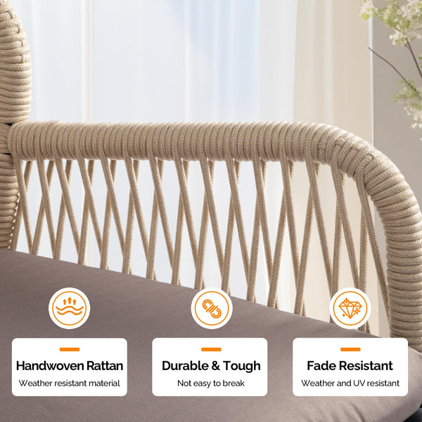 Outdoor Counter Height Bar Stools with Wicker Backrest
