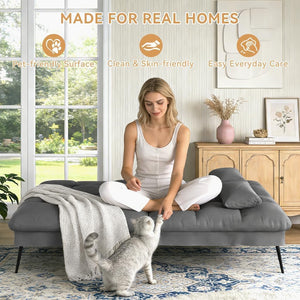 Convertible Futon Sofa Bed with Adjustable Backrest