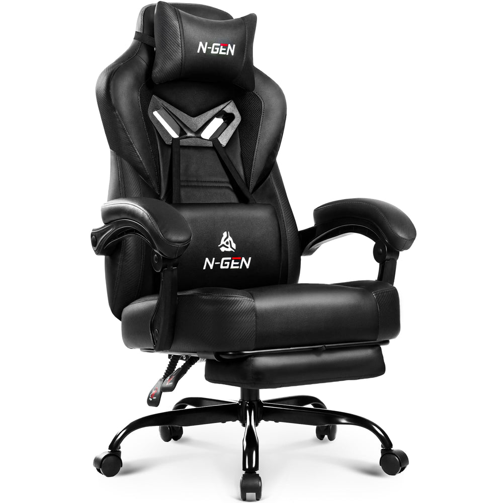 Big & Tall High-Back Gaming Chair with Footrest & Lumbar Support