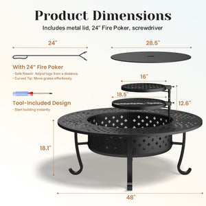 48-Inch Round Outdoor Wood-Burning Fire Pit