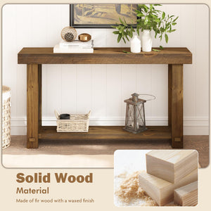 Farmhouse Solid Wood Console Table with Open Shelf