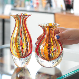 Hand Blown Glass Vases Set of 2 — Boho Murano Style Art Glass