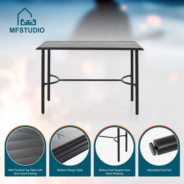 5-Piece Counter Height Patio Bar Set with Metal Table & Sling Stools