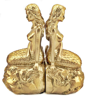Golden Mermaid Bookends Set of 2