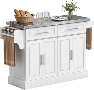 Rolling Kitchen Island Cart with Stainless Steel Top