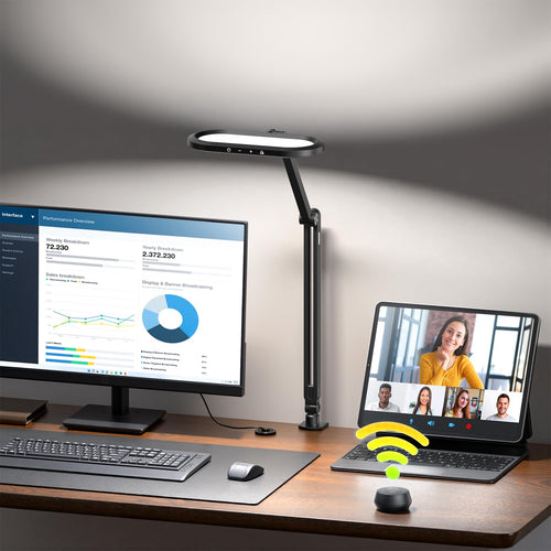 LED Desk Lamp – Eye-Care Clip-On Light with Adjustable Arm & Dimmer