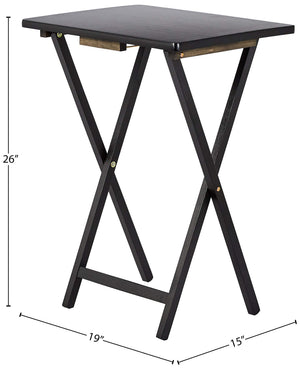 Portable Foldable TV Tray Table Set with Storage Rack – 4-Pack