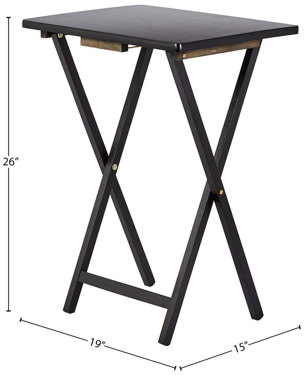 Portable Foldable TV Tray Table Set with Storage Rack – 4-Pack