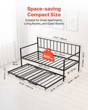 Metal Daybed Frame with LED Light & Charging Station