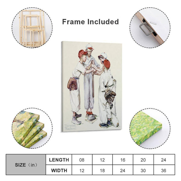 Norman Rockwell Four Sporting Boys Framed Canvas Print 20x30