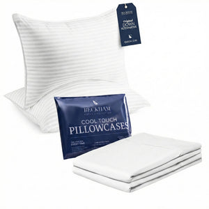 Queen Bed Pillows with Cooling Pillowcases – Set of 2