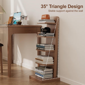 5-Tier Solid Wood Narrow Bookshelf