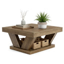 2-Tier Farmhouse Coffee Table with Storage Shelf