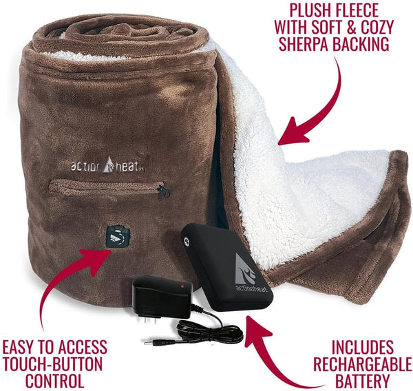 7V Battery Heated Plush Throw Blanket