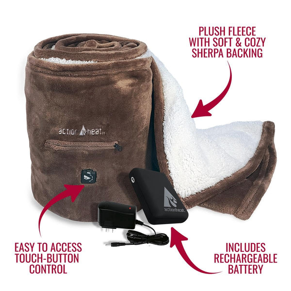 7V Battery Heated Plush Throw Blanket