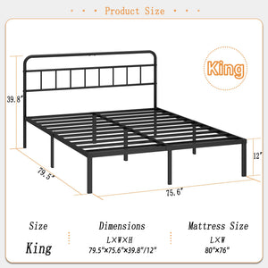 King Size Bed Frame with Minimalist Headboard