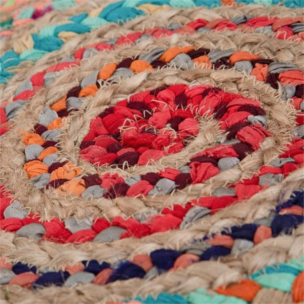 Round Braided Jute & Cotton Pouf – Set of 2