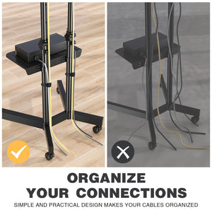 Rolling TV Stand with Wheels | Height Adjustable | Fits 32–75" TVs