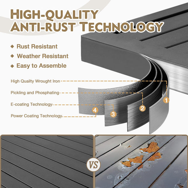 Outdoor Metal Dining Table with Umbrella Hole – 4 Sizes