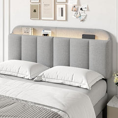 Upholstered Headboard with LED Lighting & Storage