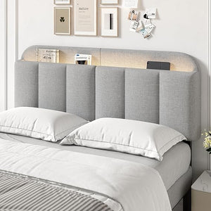 Upholstered Headboard with LED Lighting & Storage