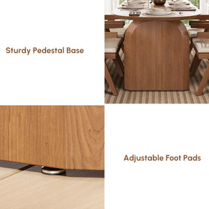 Oval Dining Table for 6 — Solid Pine Wood, Japandi Modern