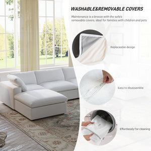 8-Seat Modular Sectional Sofa 160 Inch Cloud Comfort Down Filled Washable Cover