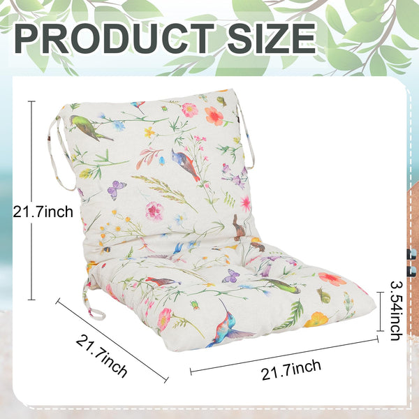 Outdoor Patio Chair Cushions with Back – 21.7 x 43.3 Inch Dining Seat Cushions with Ties