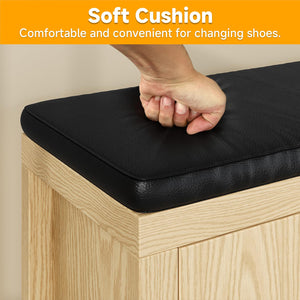 40" Shoe Storage Bench with Padded Seat & Flip Drawers