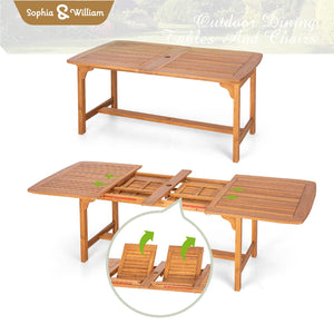 9-Piece Expandable Acacia Wood Patio Dining Set with 8 Chairs
