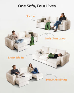 103" Electric Pull-Out Sleeper Sofa Bed | 2-in-1 Convertible Power Couch Bed
