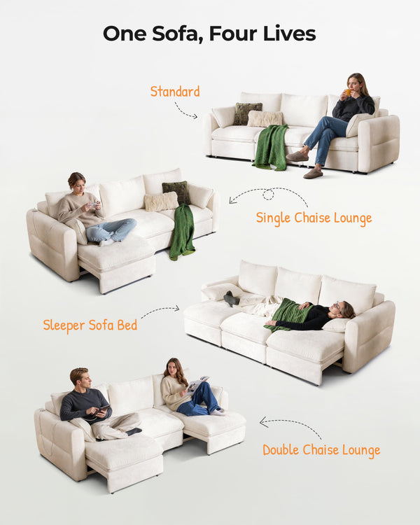 103" Electric Pull-Out Sleeper Sofa Bed | 2-in-1 Convertible Power Couch Bed