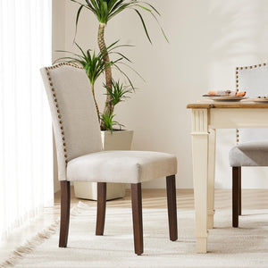 Dining Chairs Set with Wooden Legs & Padded Seat