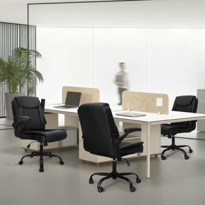 Ergonomic Mid-Back PU Leather Office Chair with Flip-Up Armrests