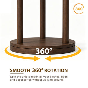 Rotary Wood Coat Rack with Shelves & Hooks